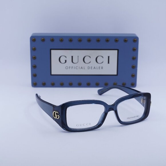 Final Price! Gucci GG1406O 003 Blue Eyeglasses 53mm - Picture 1 of 11